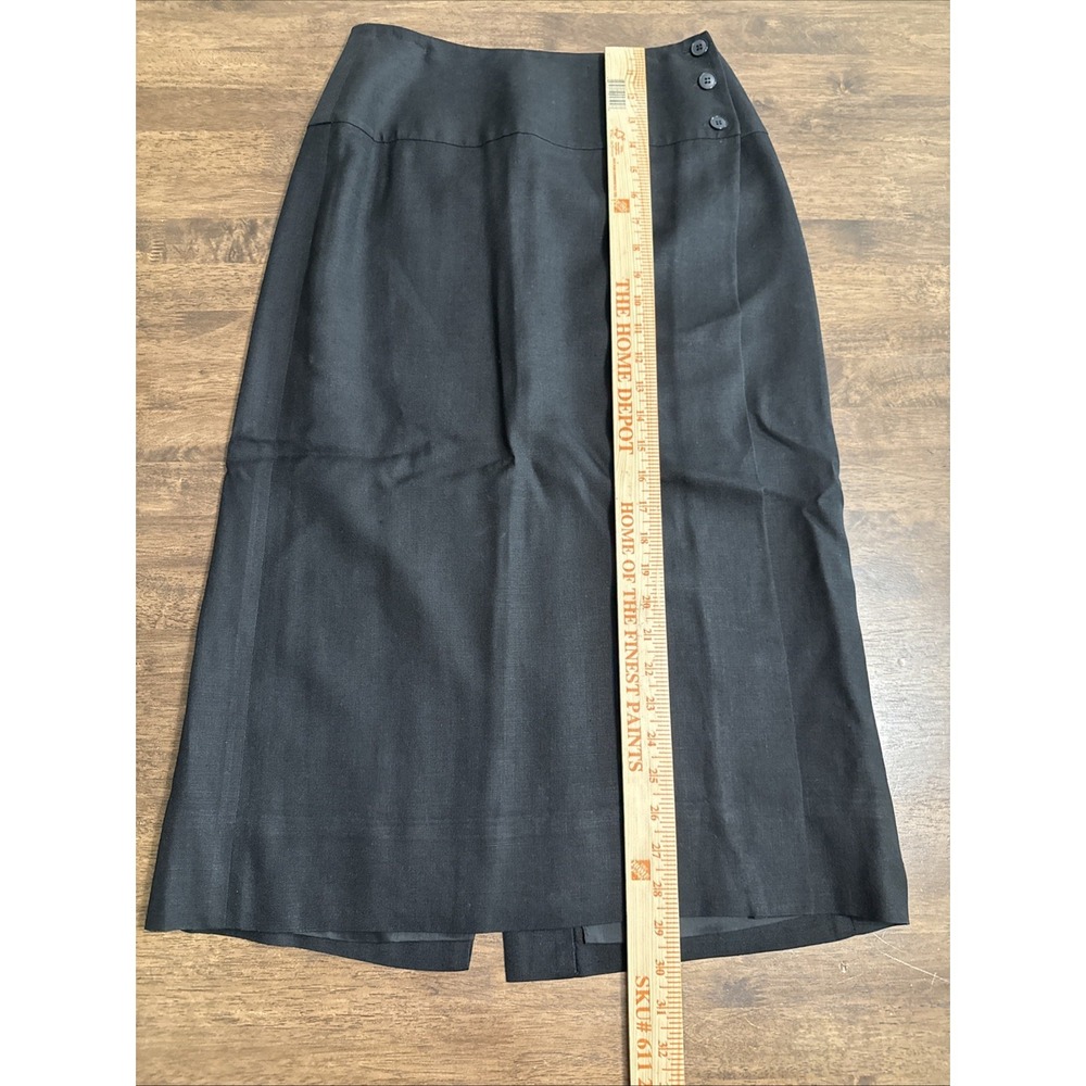 Linda Allard Ellen Tracy Black Linen Blend Wrap Skirt Size 8 Classic Career Work - Picture 4 of 9